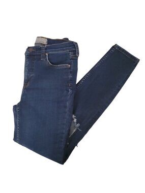 Free People Jeans Womens Size 26 Skinny Mid Rise Dark Wash Ripped Denim Pants